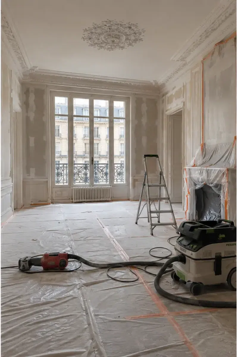 Rénovation d’appartement haut de gamme à Paris 16e — chantier en cours